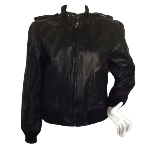 Leather Jacket, M, Black, Zipper Front, Pockets, AMERICAN LEATHER - Picture 1 of 13
